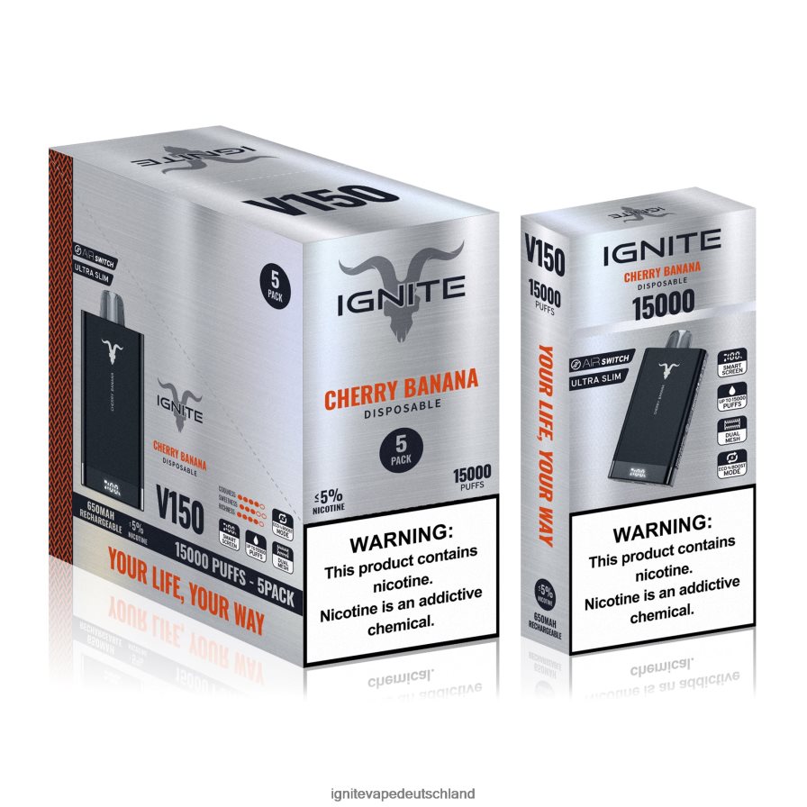 IGNITE V150 Vape Pen 5er-Pack Kirschbanane Z6R8083 Ignite Vape München