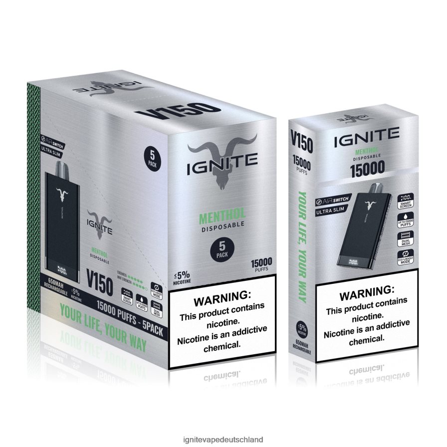 IGNITE V150 Vape Pen 5er-Pack Menthol Z6R8087 Ignite Vape Price