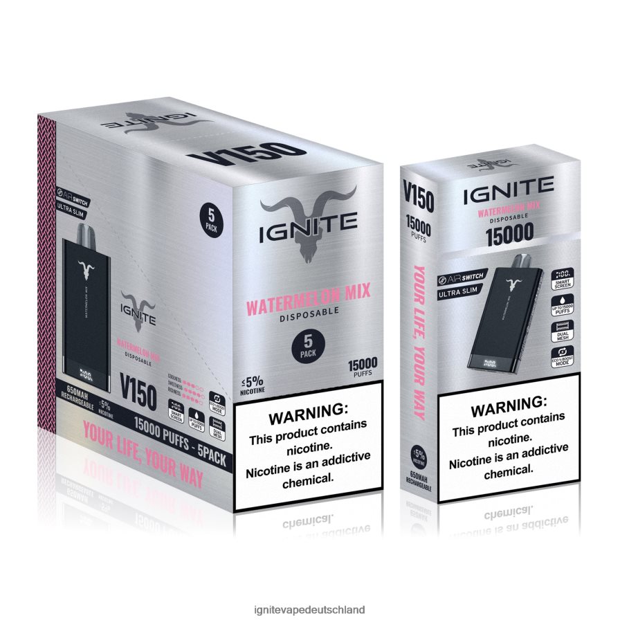 IGNITE V150 Vape Pen 5er-Pack Wassermelonenmischung Z6R8095 Ignite Vape For Sale