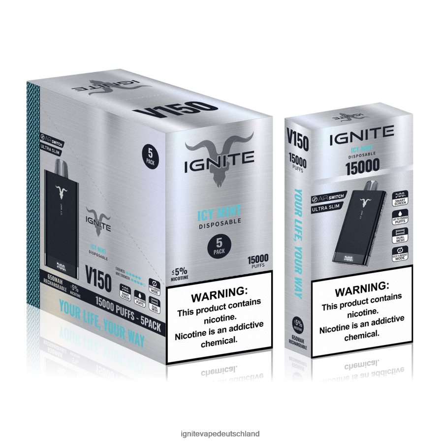 IGNITE V150 Vape Pen 5er-Pack eisige Minze Z6R8086 Ignite Vape Sales