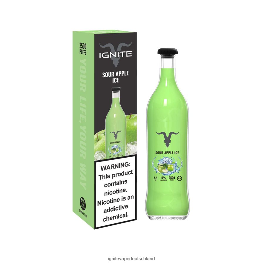 IGNITE V25 Vape-Stift saures Apfeleis Z6R80118 Ignite Vape Puffs