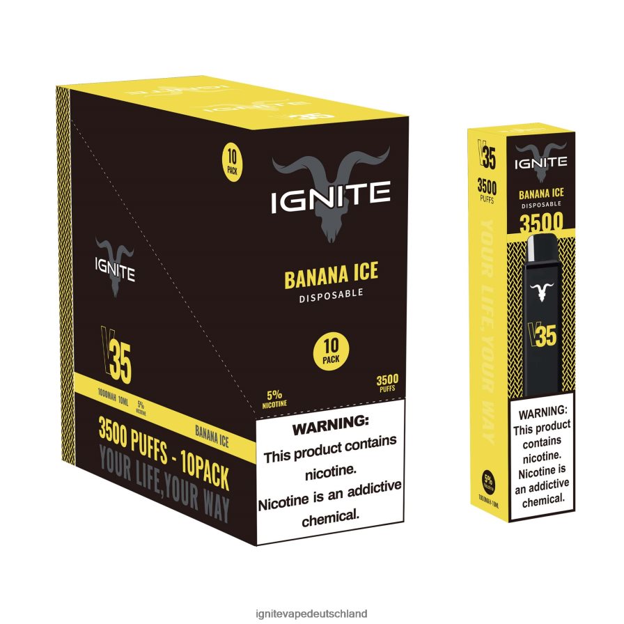 IGNITE V35 Vape Pen 10er-Pack Bananeneis Z6R8016 Ignite Vape Sales