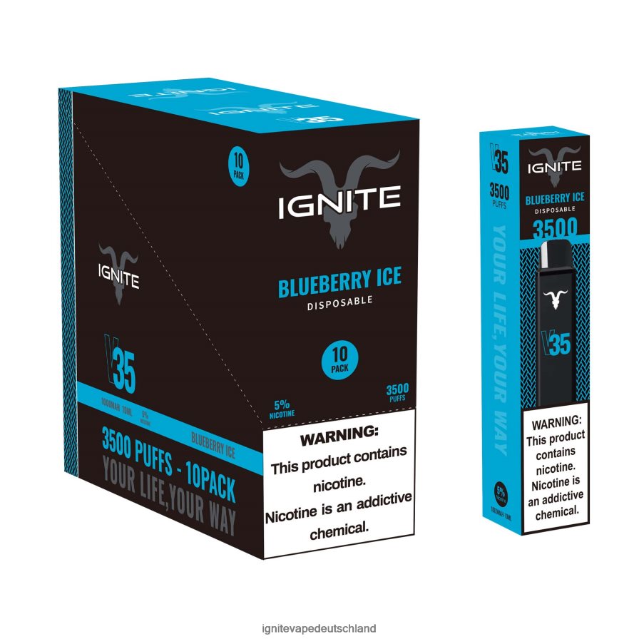 IGNITE V35 Vape Pen 10er-Pack Blaubeereis Z6R80119 Ignite Puff Price