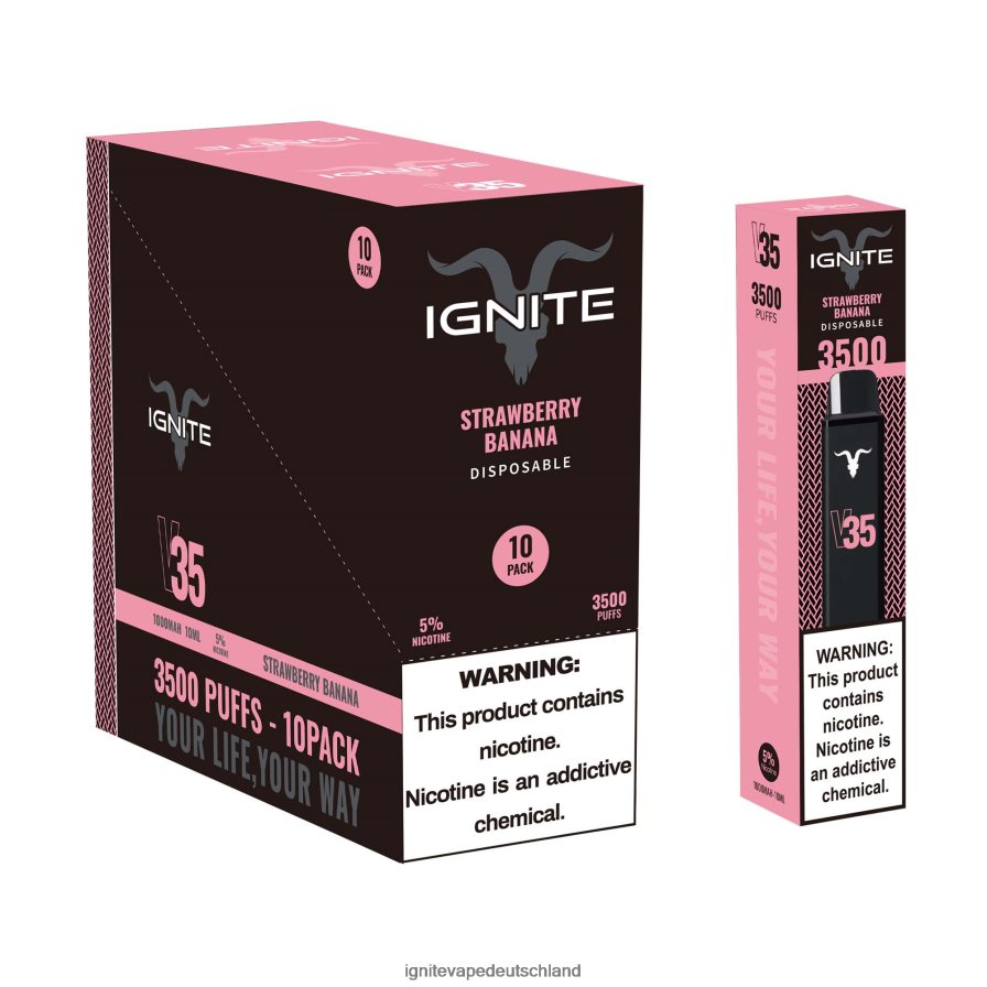 IGNITE V35 Vape Pen 10er-Pack Erdbeere Banane Z6R80128 Ignite Vape Puffs