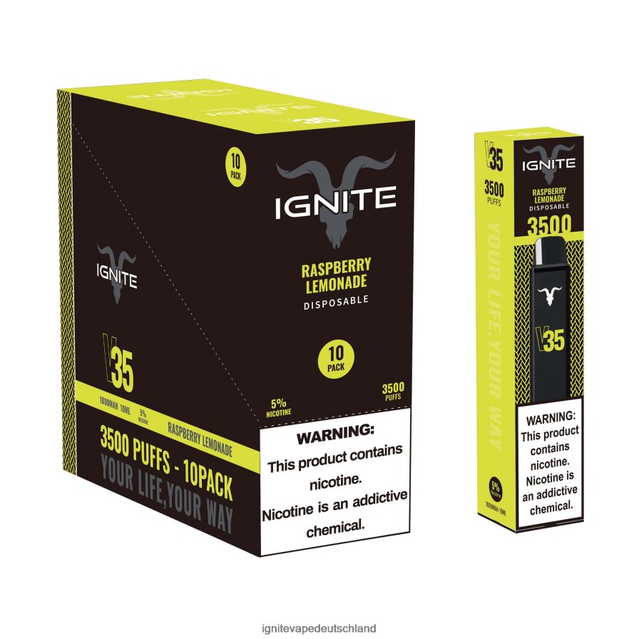 IGNITE V35 Vape Pen 10er-Pack Himbeer Limonade Z6R80125 Ignite Vape For Sale