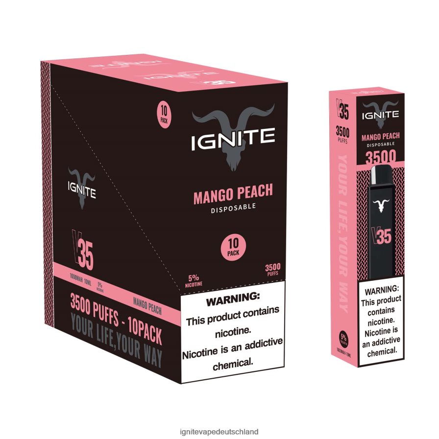 IGNITE V35 Vape Pen 10er-Pack Mango-Pfirsich Z6R80124 Ignite Vape Kaufen