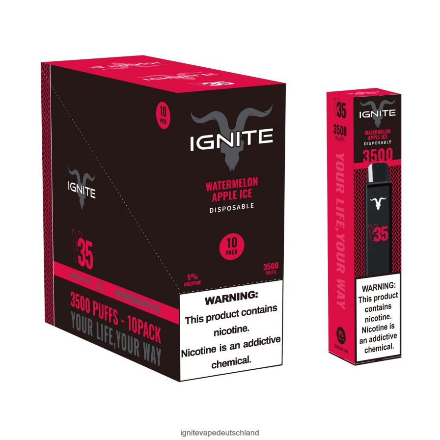 IGNITE V35 Vape Pen 10er-Pack Wassermelonen-Apfel-Eis Z6R80129 Ignite Puff Price