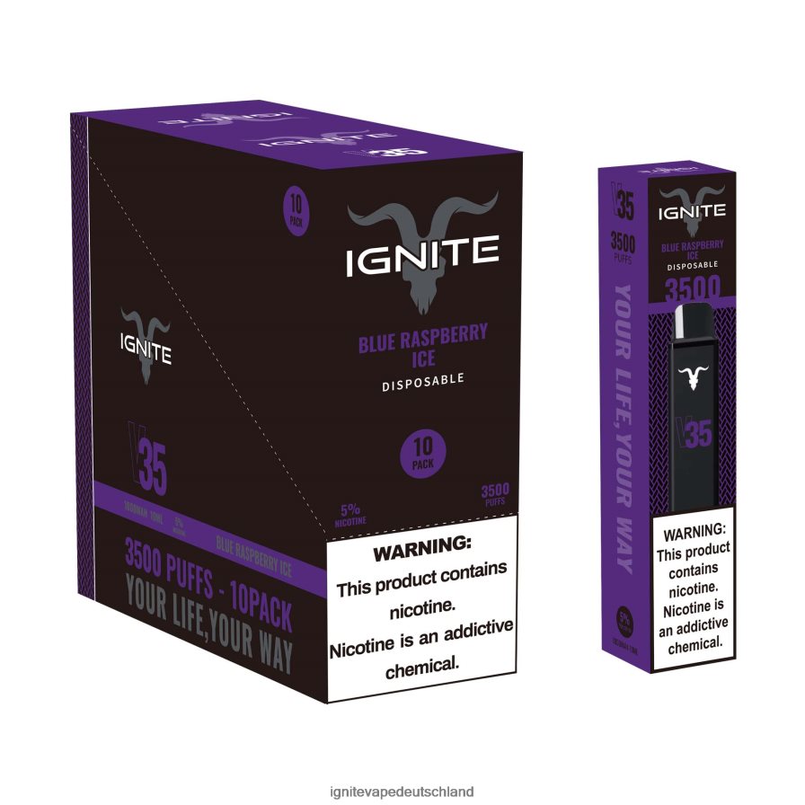 IGNITE V35 Vape Pen 10er-Pack blaues Himbeereis Z6R80120 Ignite Vape Flavours