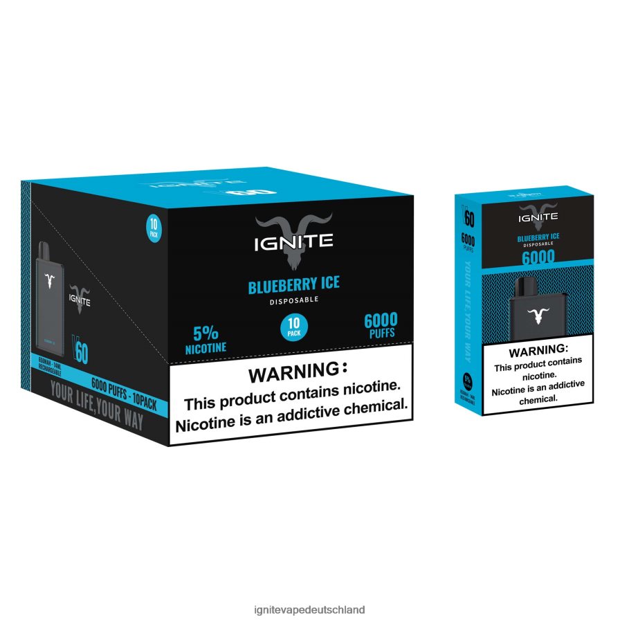 IGNITE V60 Vape Pen 10er-Pack Blaubeereis Z6R8013 Ignite Vape München