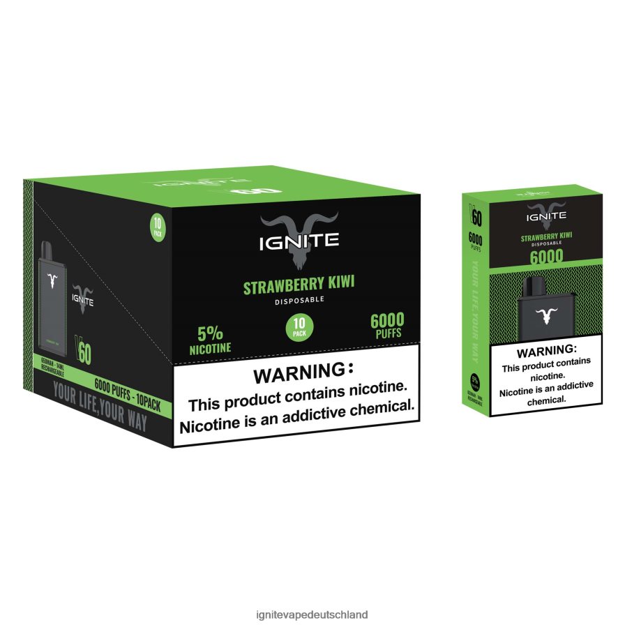 IGNITE V60 Vape Pen 10er-Pack Erdbeer-Kiwi Z6R8026 Ignite Vape Sales