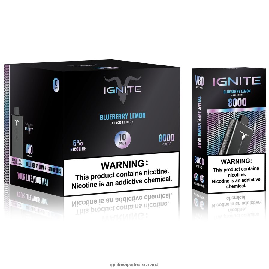 IGNITE V80 Vape Pen 10er-Pack Blaubeer-Zitrone Z6R8055 Ignite Vape For Sale