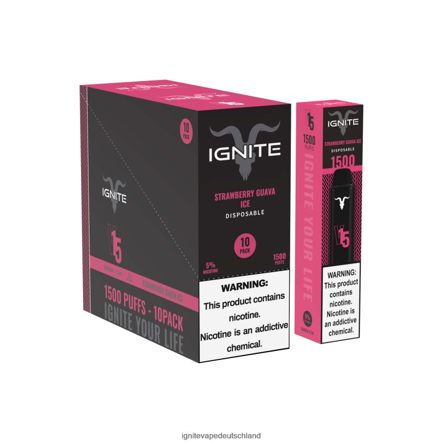 IGNITE V15 Vape Pen 10er-Pack Erdbeer-Guaveneis Z6R80105 Ignite Vape For Sale